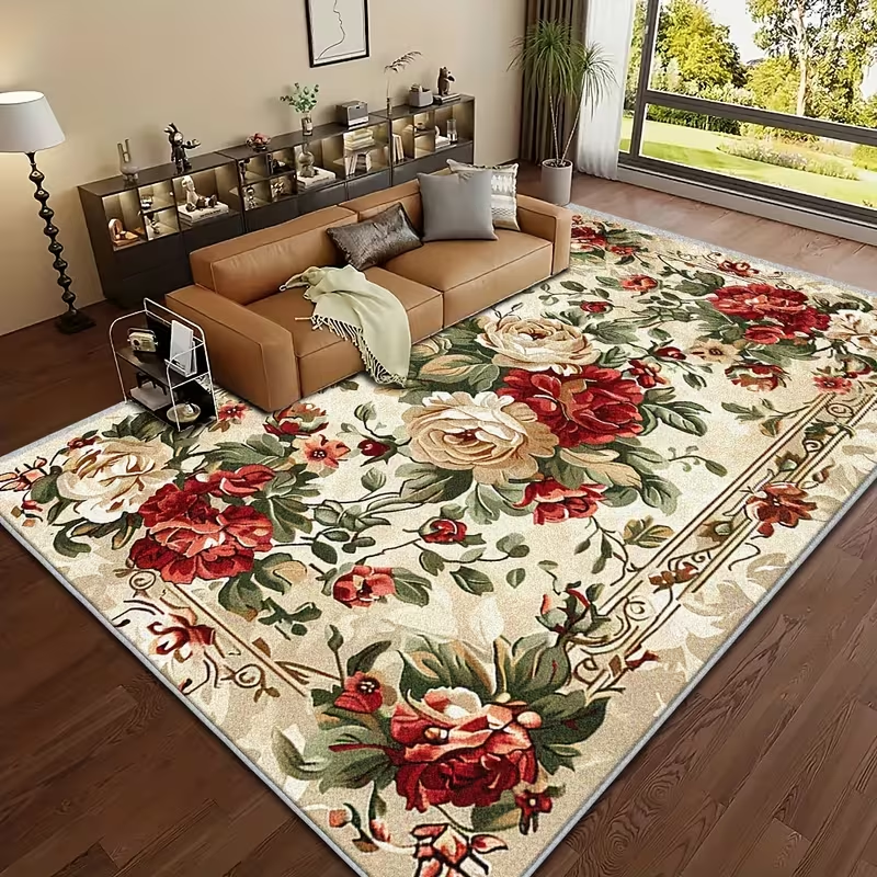 Commercial Printing Supplies Usa - Persian Style Floral Printed Carpet Rose