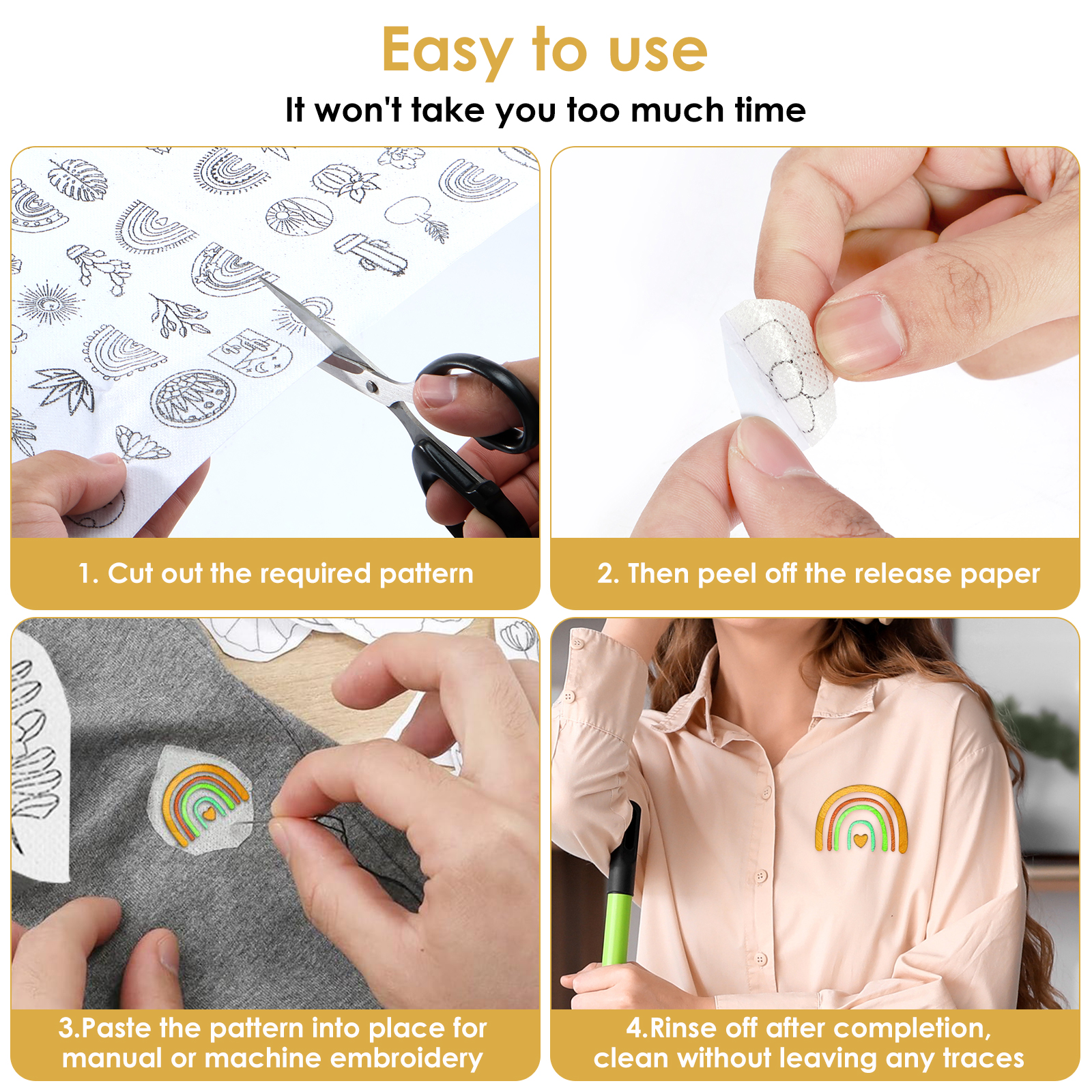 12/24PCS Sticky Water Soluble  - Embroidery Stabilizer Backing ulasan dan harga