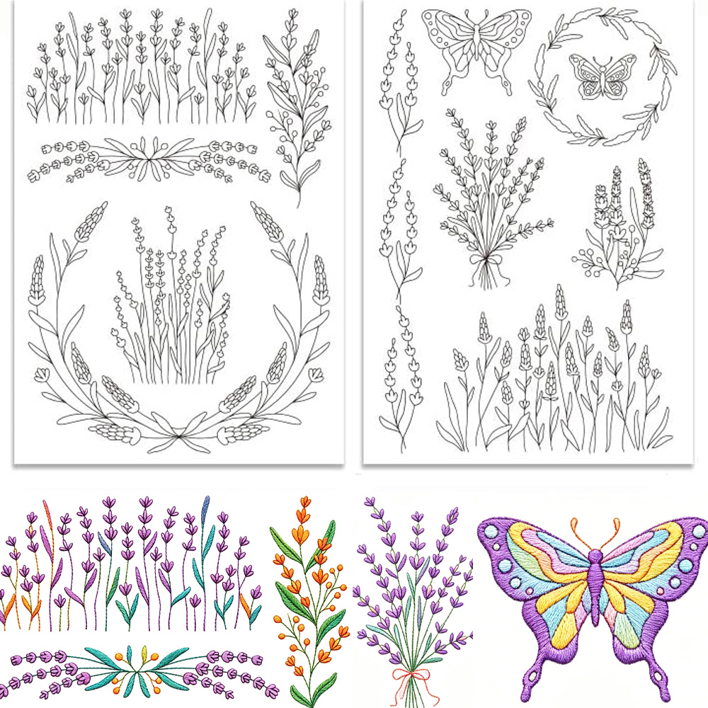 Lavender Flower Butterfly Wate - Embroidery Stabilizer Backing ulasan dan harga
