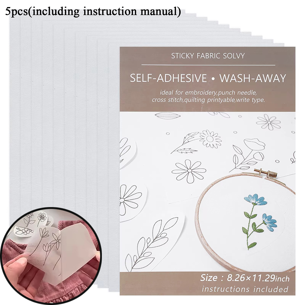 10/5Pcs Water Soluble Embroide - Embroidery Stabilizer Backing ulasan dan harga